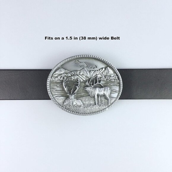 Men's Metallic Vintage Native American Vintage Style Deer Oval Belt Buckle - Picture 7 of 8